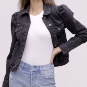 GAP Puff Sleeve Denim Jacket. Black. Size Petite Medium. NWT.